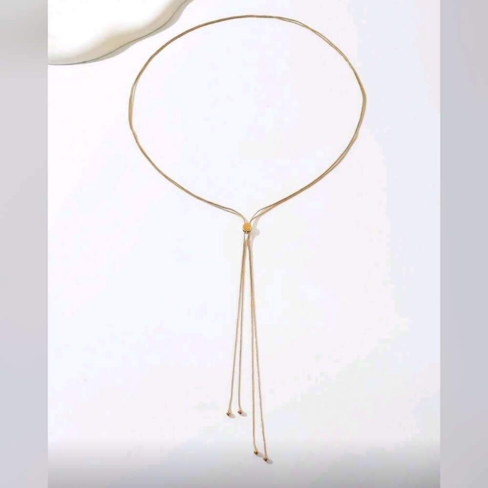 Elegant Y Lariat Necklace Golden Jewelry Minimalist Necklace - Picture 3 of 4